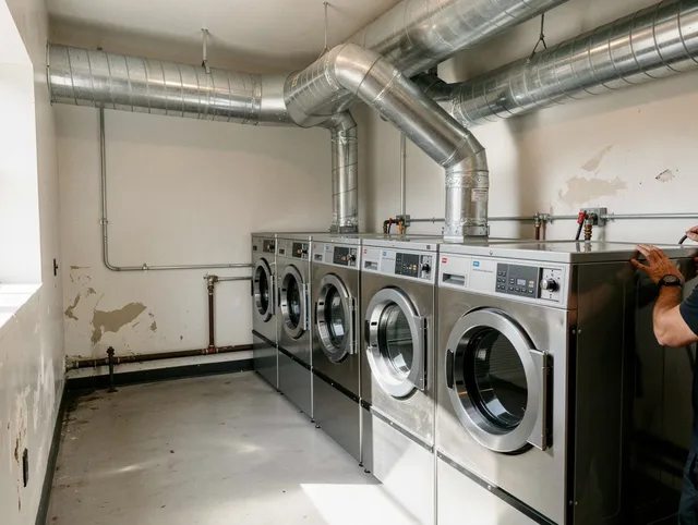Rock Hill Dryer Vent Cleaning team performing large-scale commercial dryer vent cleaning in Rock Hill