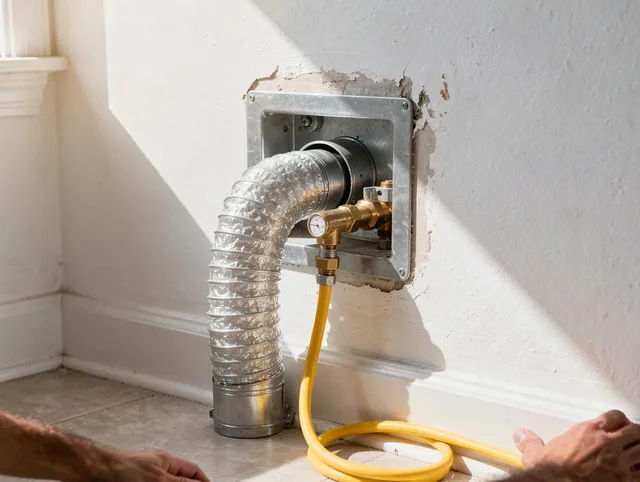 Rock Hill Dryer Vent Cleaning certified technician performing specialized gas dryer vent cleaning in Rock Hill